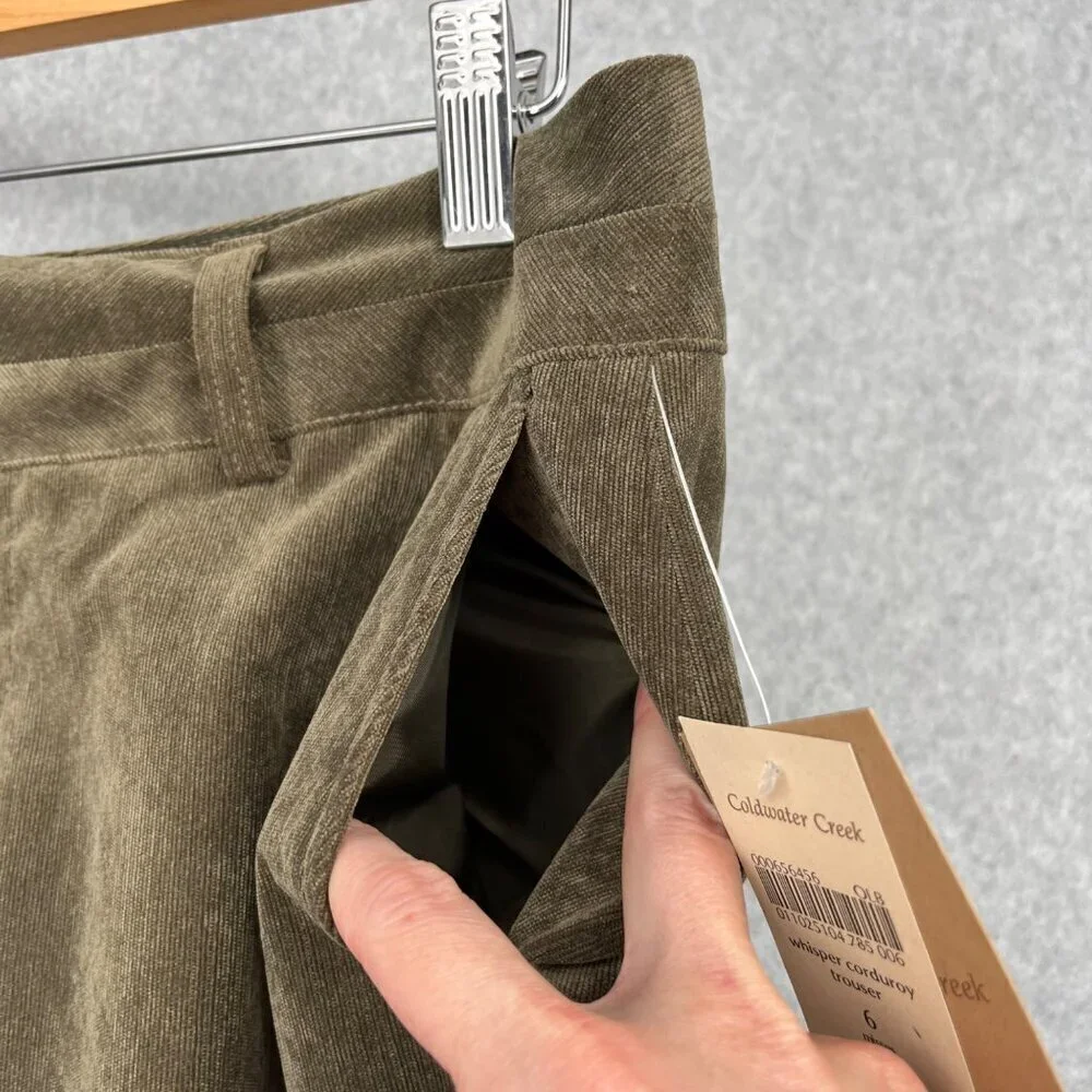 Coldwater Creek Womens Whisper Corduroy Tousers Pants Size 6 Green Brown NEW - Picture 4 of 15